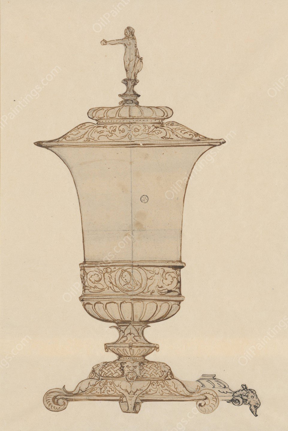 Deckelpokal Mit Allegorischer Frauengestalt  by Hans Holbein The Younger - Hand-Painted Oil Painting Reproduction