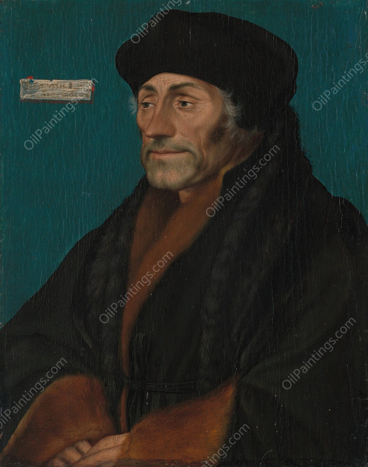 Erasmus of Rotterdam  by Hans Holbein The Younger - Hand-Painted Oil Painting Reproduction