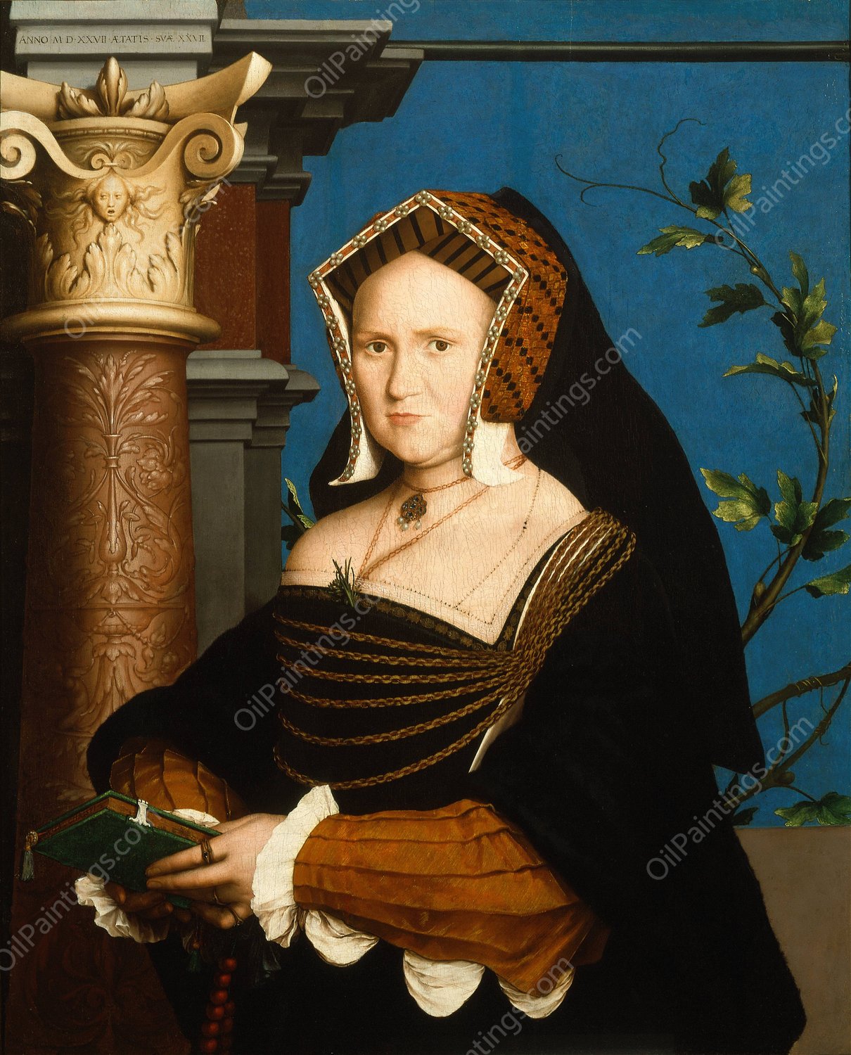 Mary, Lady Guildford  by Hans Holbein The Younger - Hand-Painted Oil Painting Reproduction