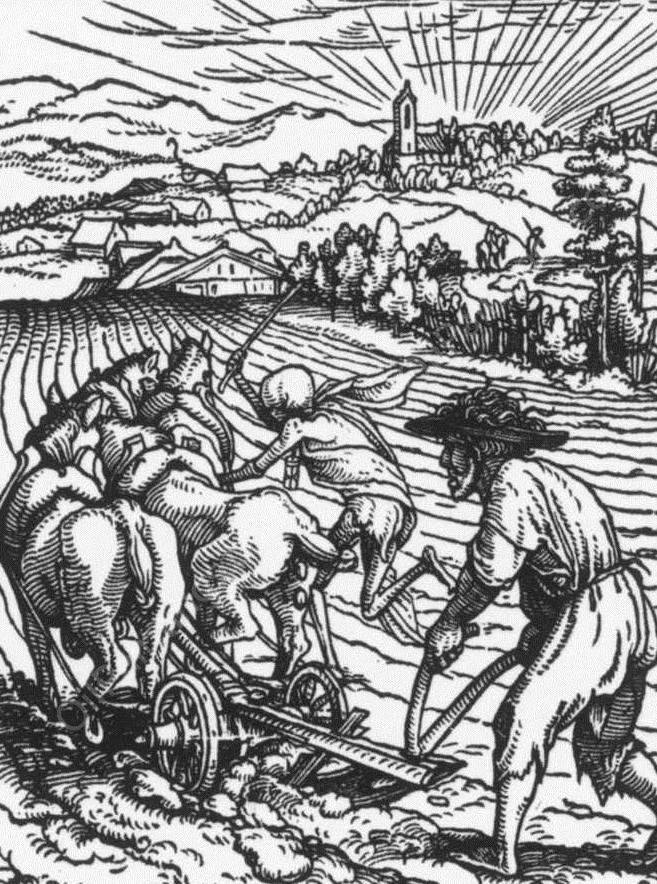 The Plowman from Dance of Death by Hans Holbein The Younger - Hand-Painted Oil Painting Reproduction