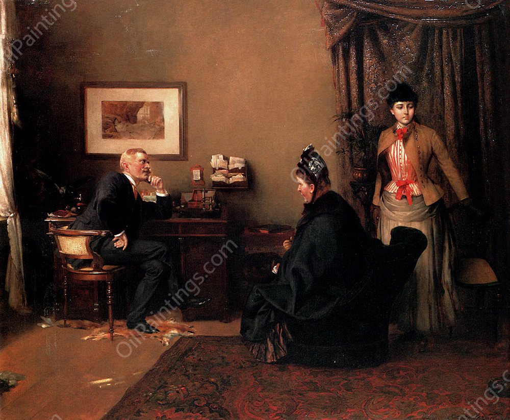 The Afternoon Visitors by Hans Looschen - Hand-Painted Oil Painting Reproduction