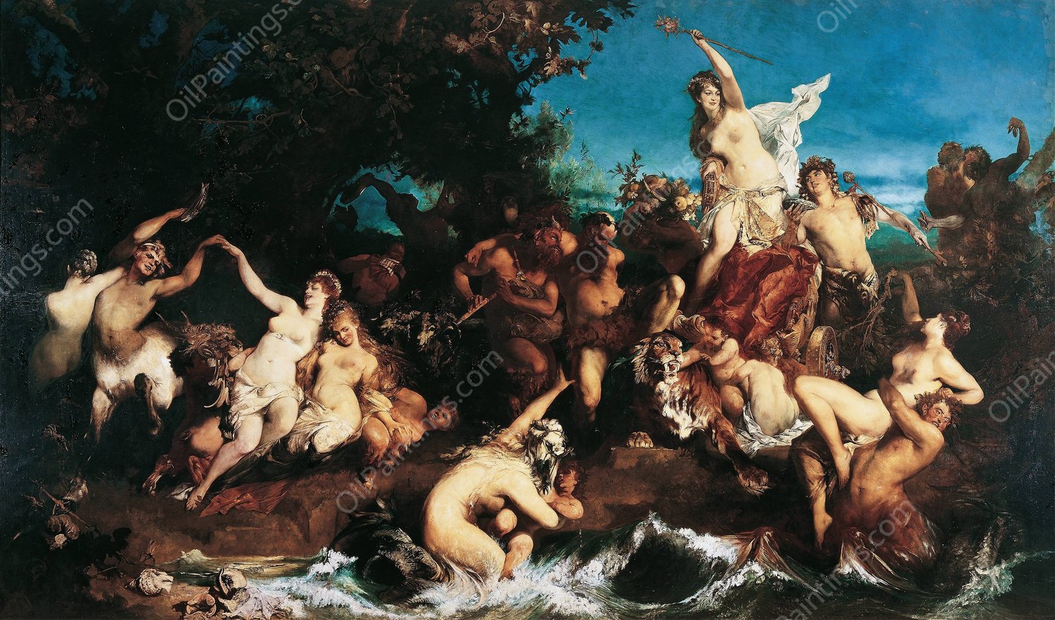 Bacchus and Ariadne  by Hans Makart - Hand-Painted Oil Painting Reproduction