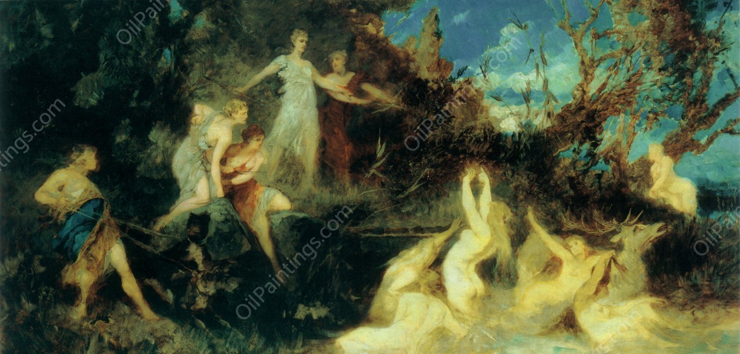 Die Jagd der Diana Entwurf by Hans Makart - Hand-Painted Oil Painting Reproduction