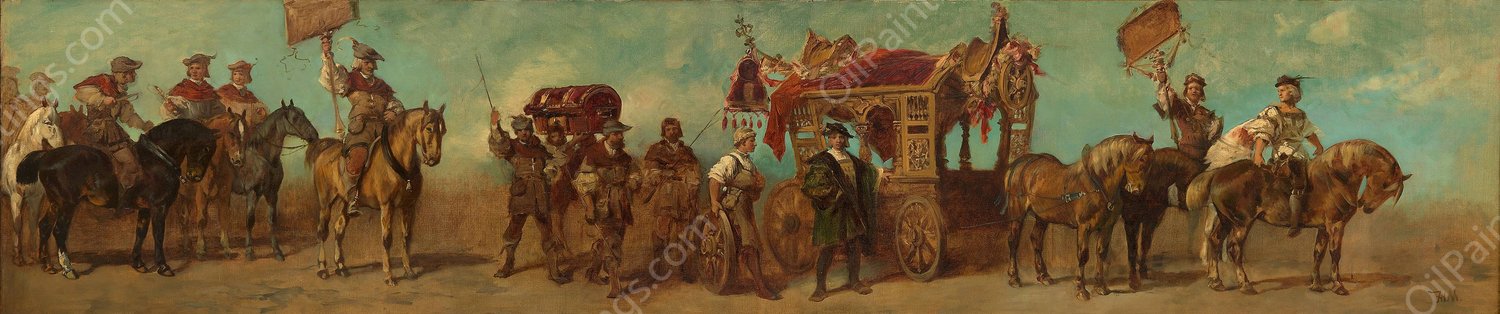 Entwurf zum Festzug 1879 - Die Wagenbauer, Sattler, Riemer und Taschner  by Hans Makart - Hand-Painted Oil Painting Reproduction