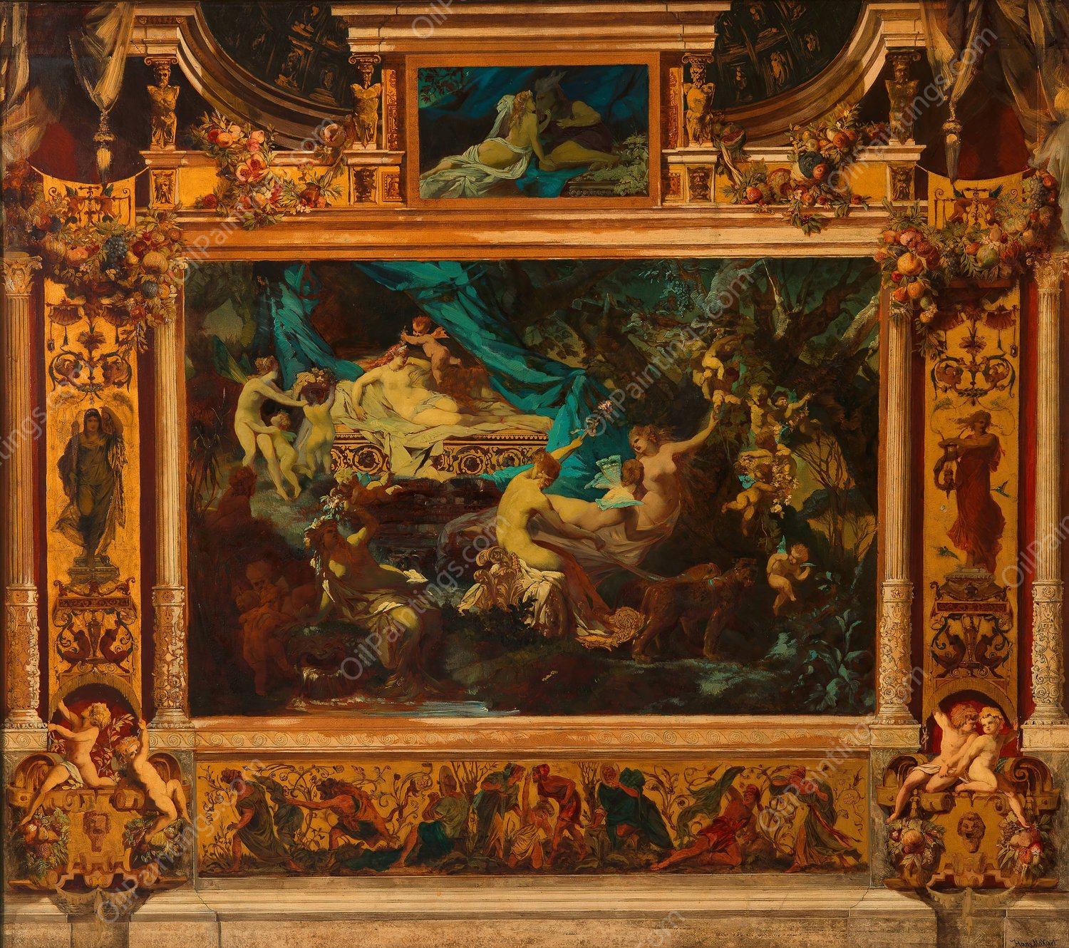 Entwurf zum Vorhang des Stadttheaters  by Hans Makart - Hand-Painted Oil Painting Reproduction