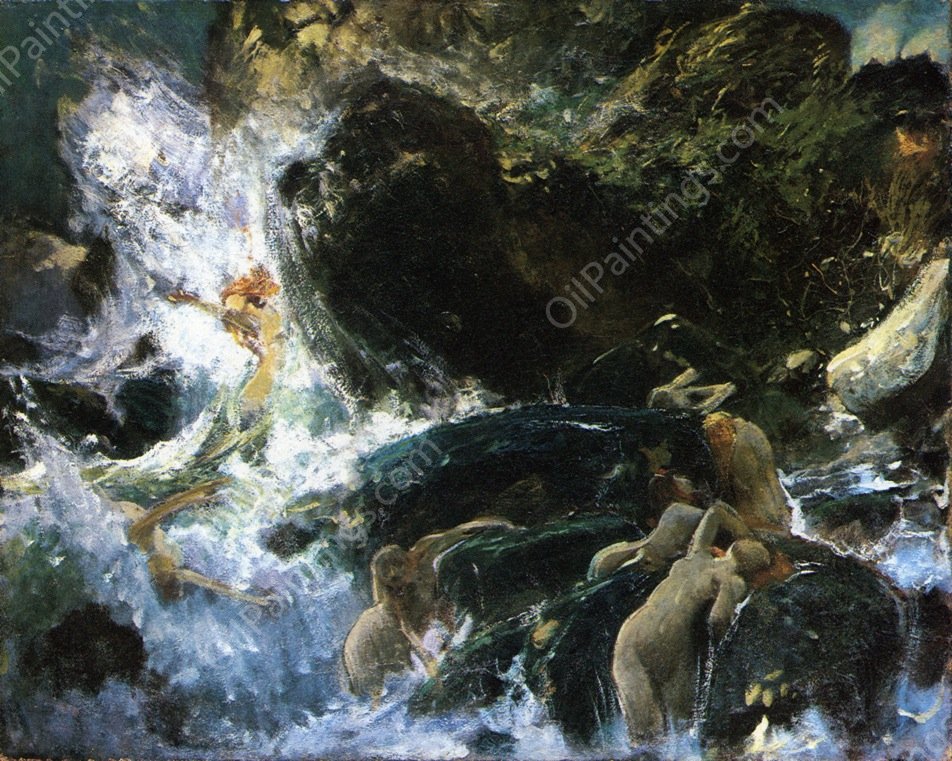 The Rhinemaidens by Hans Makart - Hand-Painted Oil Painting Reproduction