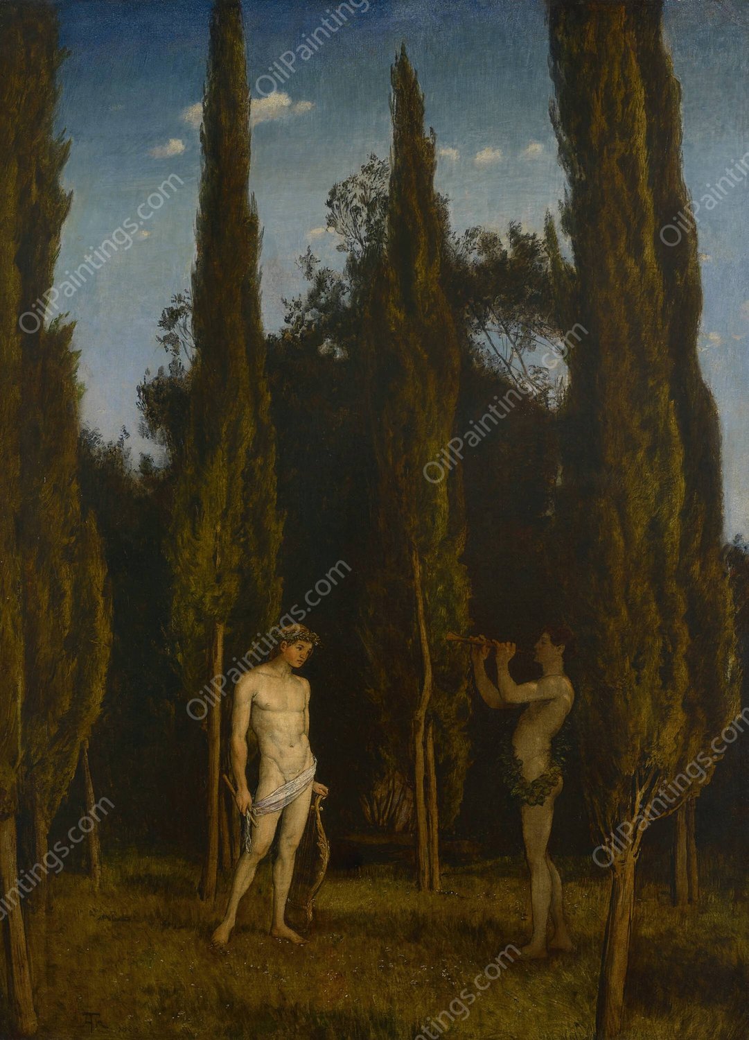 Apollo and Marsyas  by Hans Thoma - Hand-Painted Oil Painting Reproduction