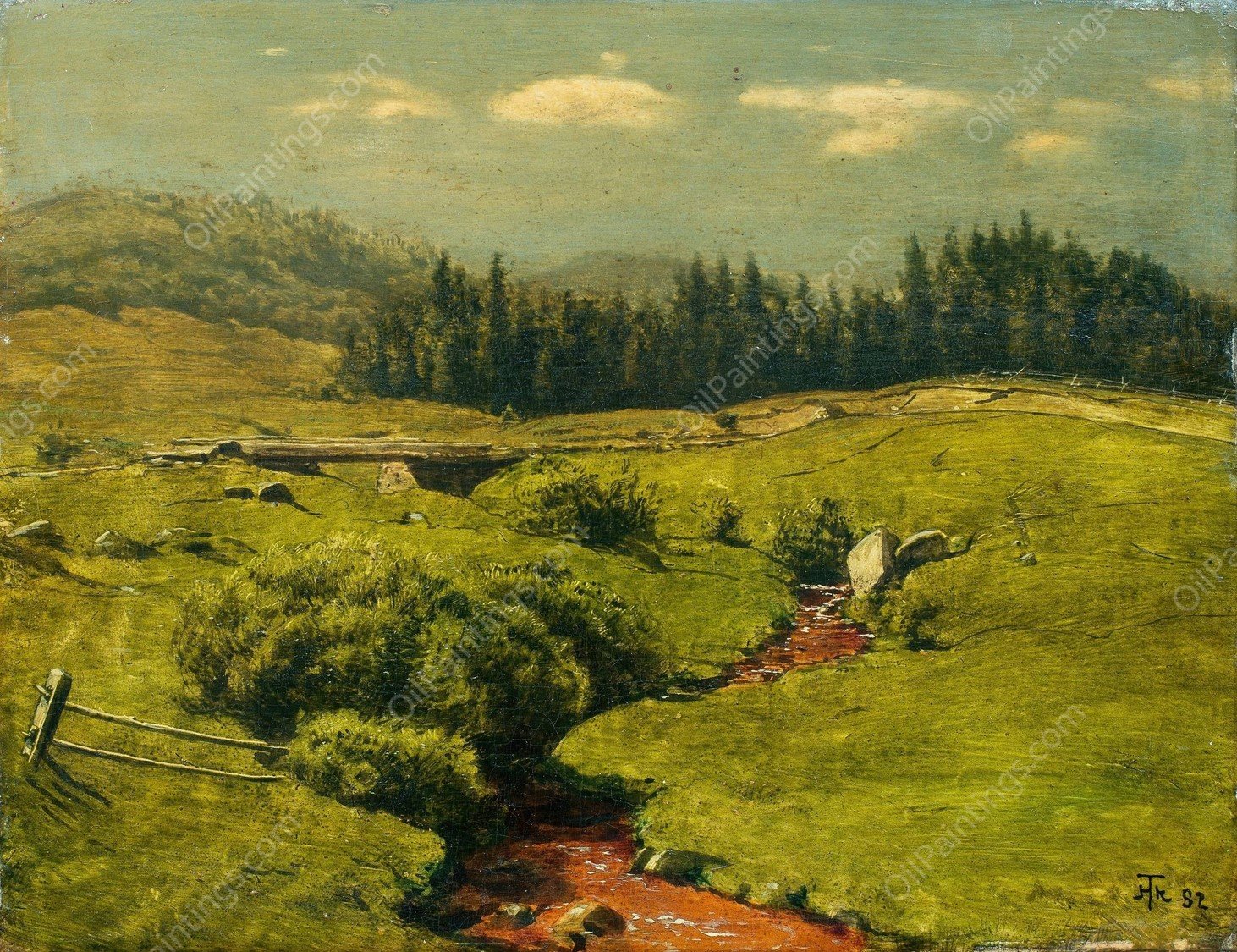 Der braune Bach  by Hans Thoma - Hand-Painted Oil Painting Reproduction