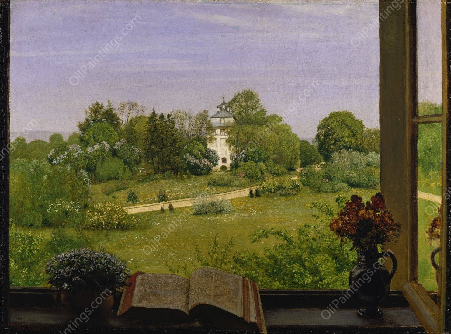 Die Od Blick auf den Holzhausenpark  by Hans Thoma - Hand-Painted Oil Painting Reproduction