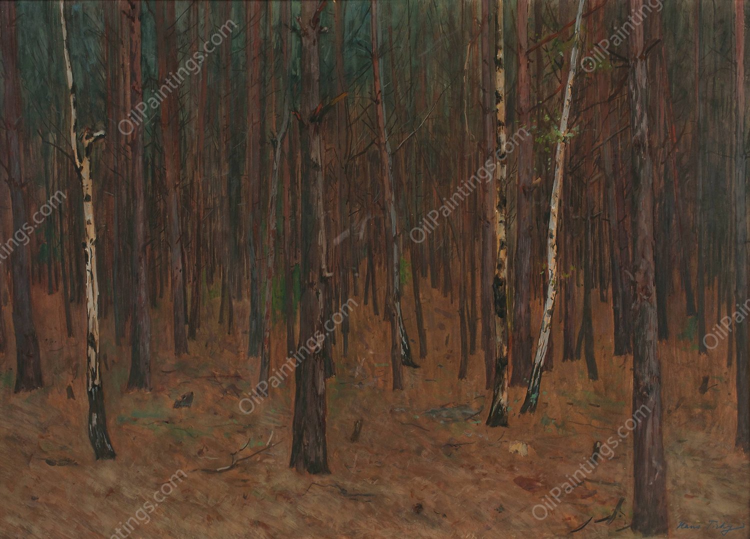 Waldinneres  by Hans Tichy - Hand-Painted Oil Painting Reproduction