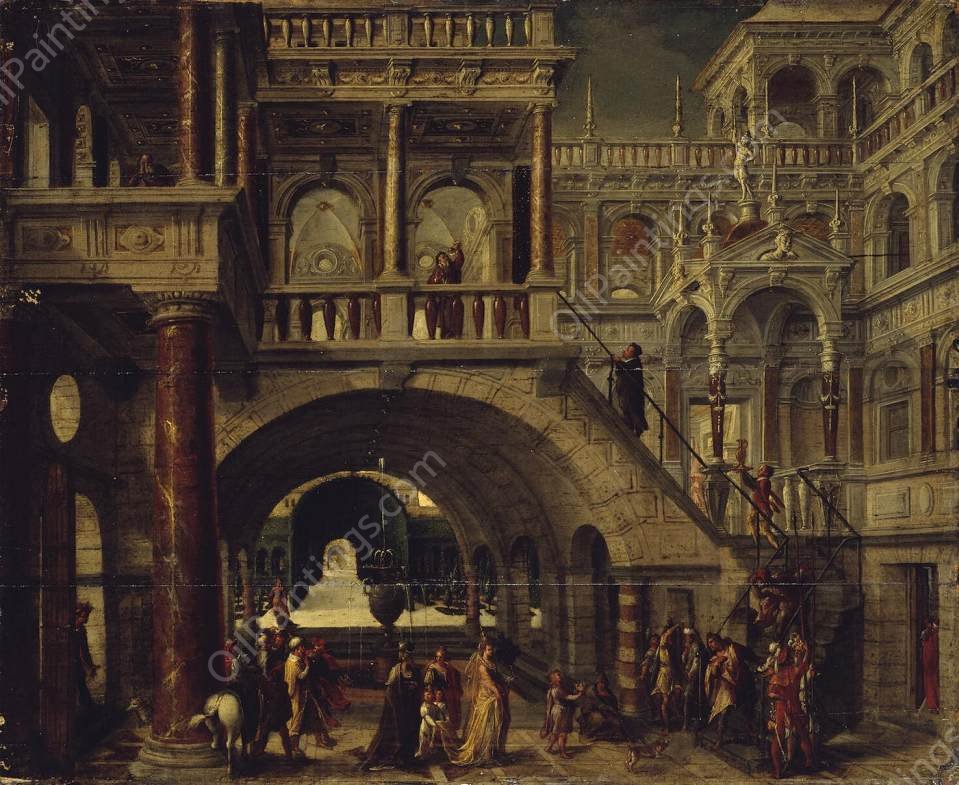 Architectural Landscape by Hans Vredeman De Vries - Hand-Painted Oil Painting Reproduction