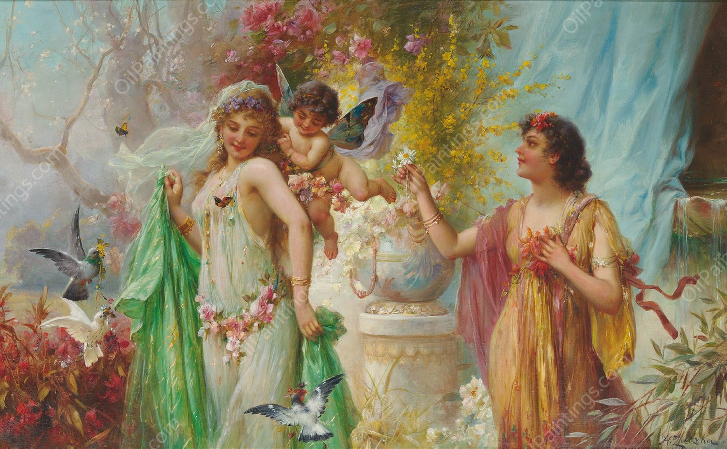 A Classical Idyll by Hans Zatzka - Hand-Painted Oil Painting Reproduction
