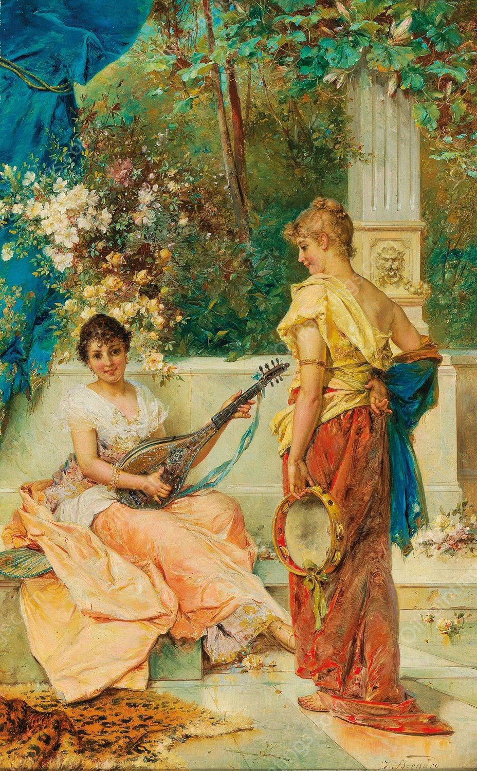 Lustige Weise (A merry tune) by Hans Zatzka - Hand-Painted Oil Painting Reproduction