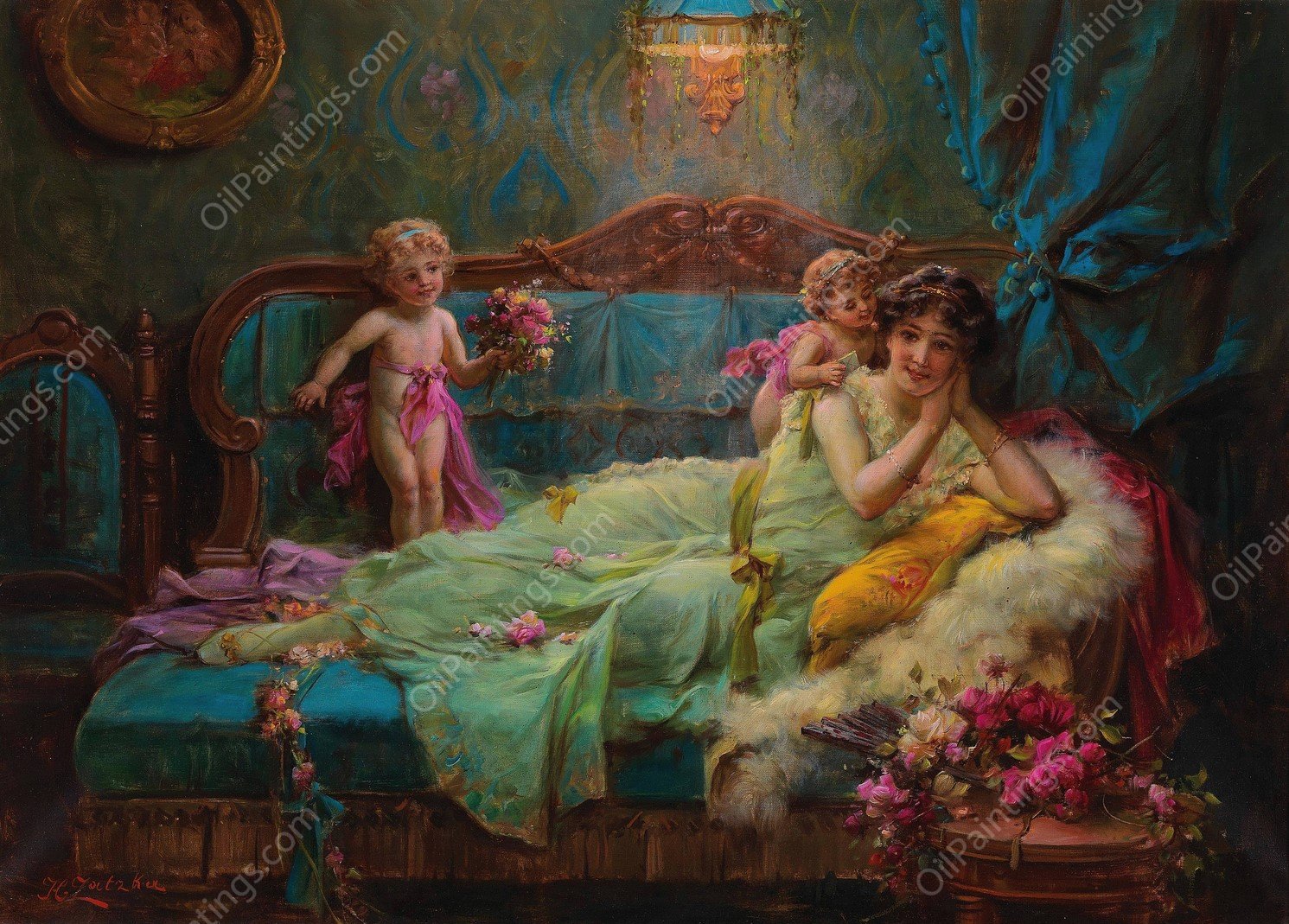 Suse Gruse oder Liebesboten by Hans Zatzka - Hand-Painted Oil Painting Reproduction