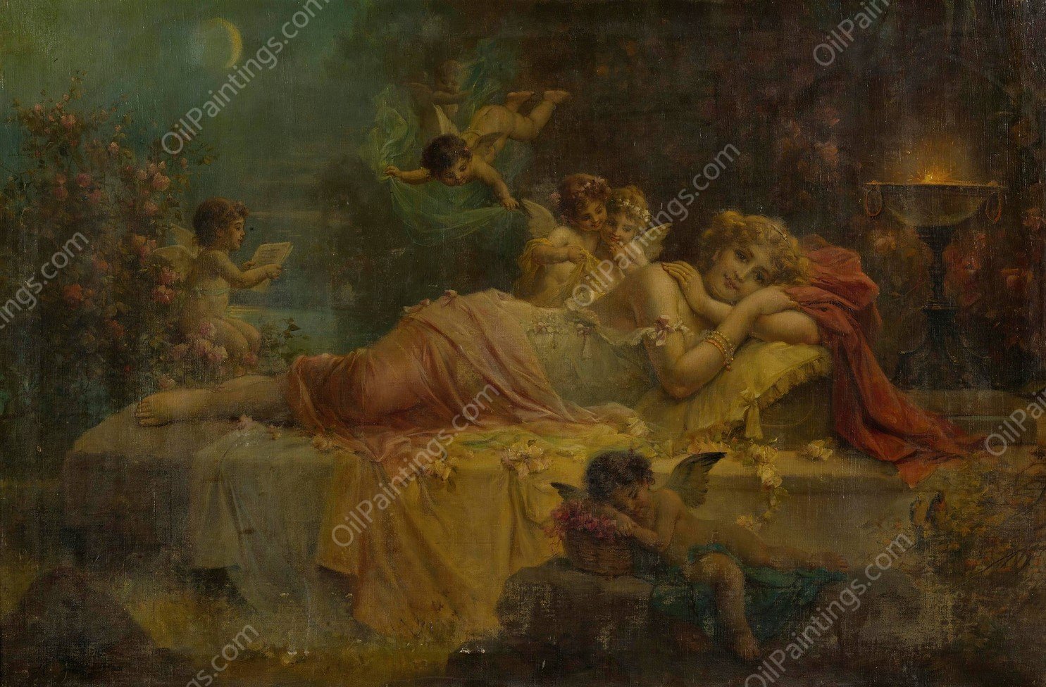 Sweet Dreams by Hans Zatzka - Hand-Painted Oil Painting Reproduction