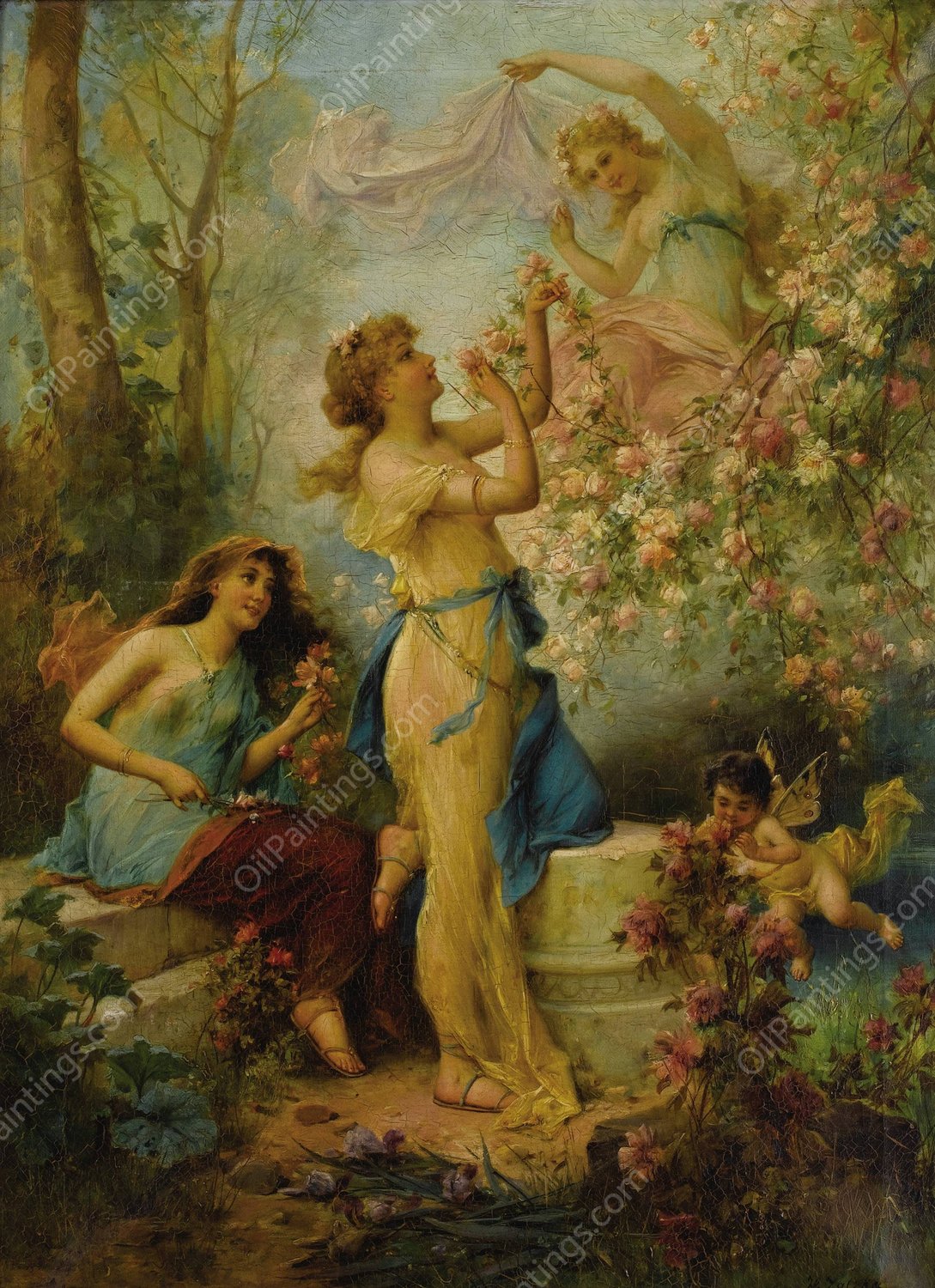 Venus with Putti and Attendants by Hans Zatzka - Hand-Painted Oil Painting Reproduction