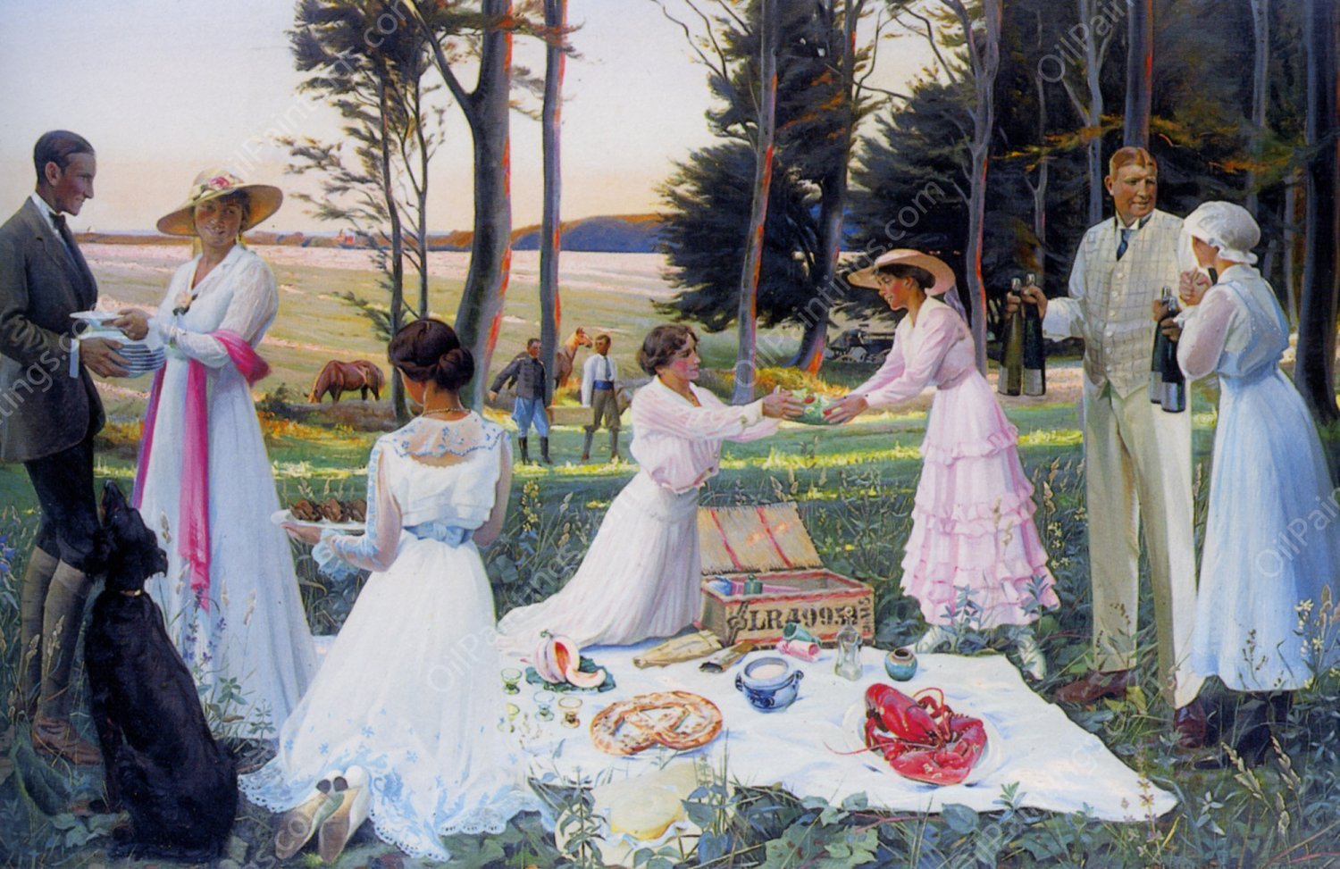 The Afternoon Picnic by Harald Slott-Moller - Hand-Painted Oil Painting Reproduction