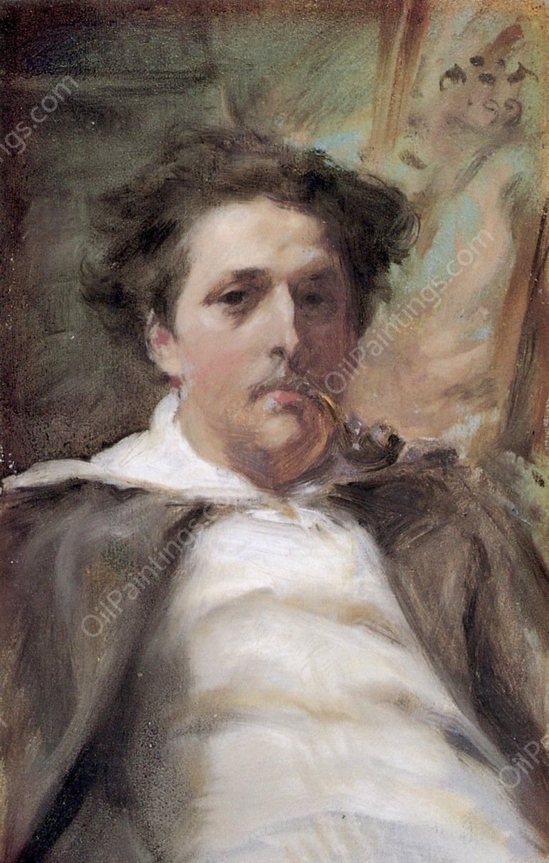 Portrait of a Young Man Smoking a Pipe by Harper Pennington - Hand-Painted Oil Painting Reproduction
