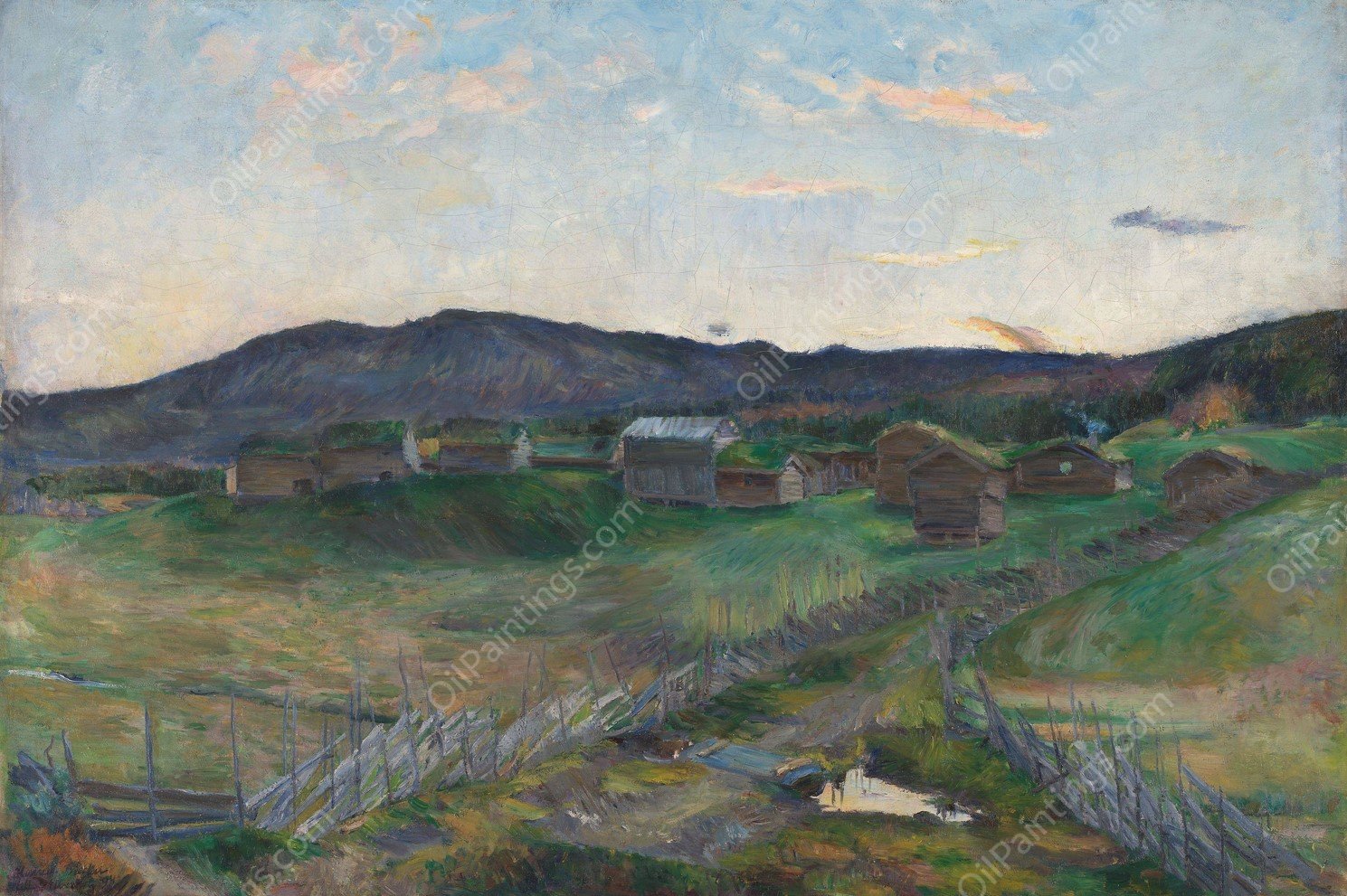 Autumn at Stralsjoen  by Harriet Backer - Hand-Painted Oil Painting Reproduction