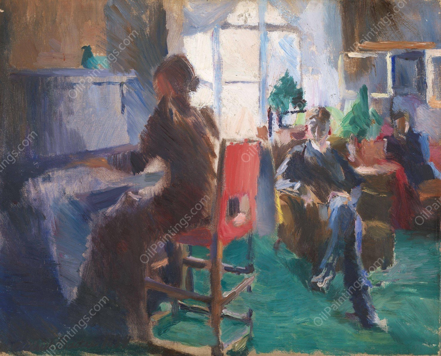 By the Piano  by Harriet Backer - Hand-Painted Oil Painting Reproduction