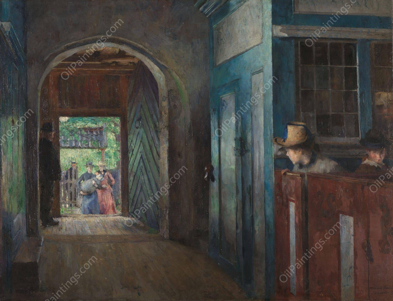 Christening in Tanum Church  by Harriet Backer - Hand-Painted Oil Painting Reproduction