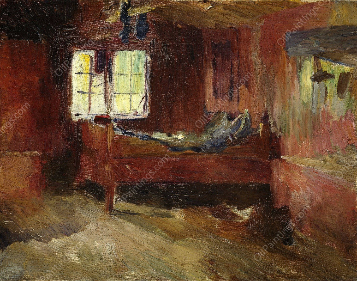 Farm Interior, Stralsjohaugen  by Harriet Backer - Hand-Painted Oil Painting Reproduction