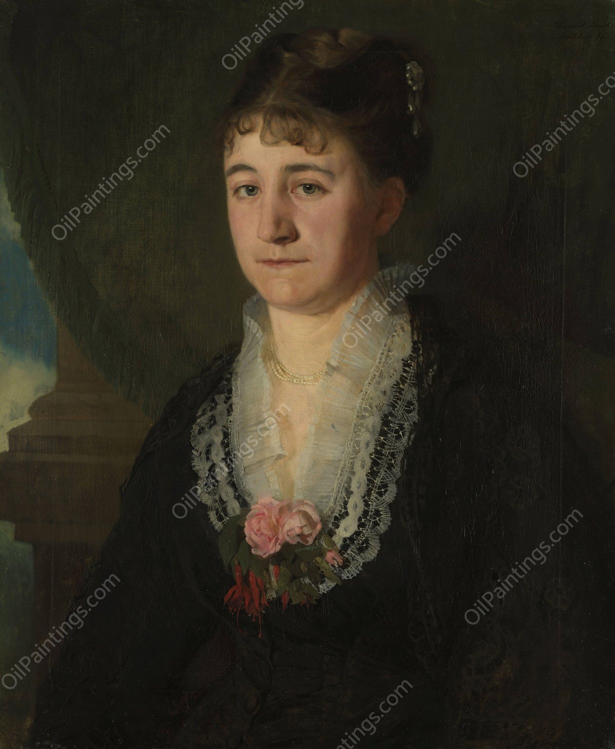 Karen Nielsen, f. Wedel Jarlsberg  by Harriet Backer - Hand-Painted Oil Painting Reproduction