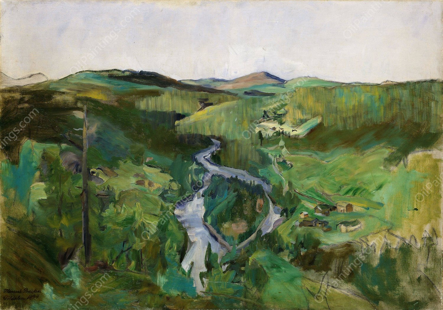 Landscape from Foldalen  by Harriet Backer - Hand-Painted Oil Painting Reproduction