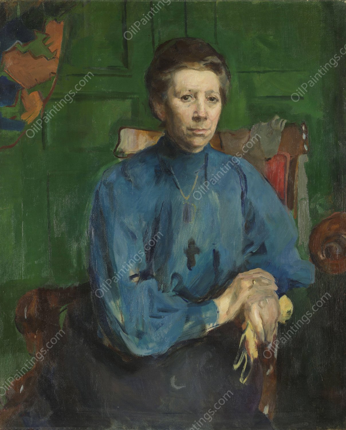 Mrs. Vedastine Aubert, b. Moe  by Harriet Backer - Hand-Painted Oil Painting Reproduction