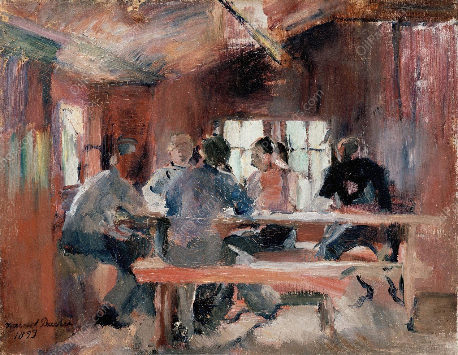 Study for Card Players  by Harriet Backer - Hand-Painted Oil Painting Reproduction