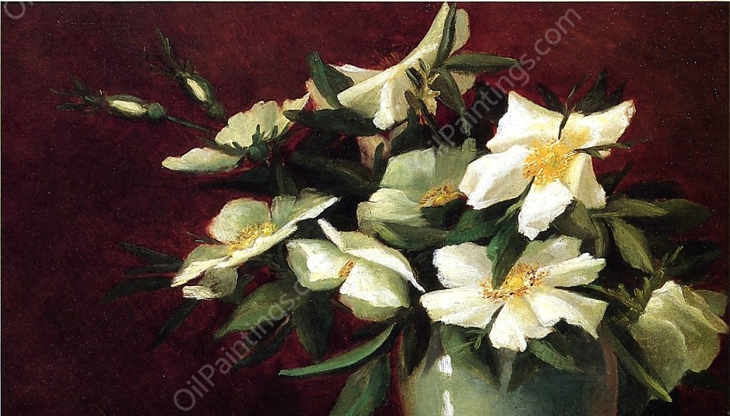 White Roses by Harriet Cheney - Hand-Painted Oil Painting Reproduction