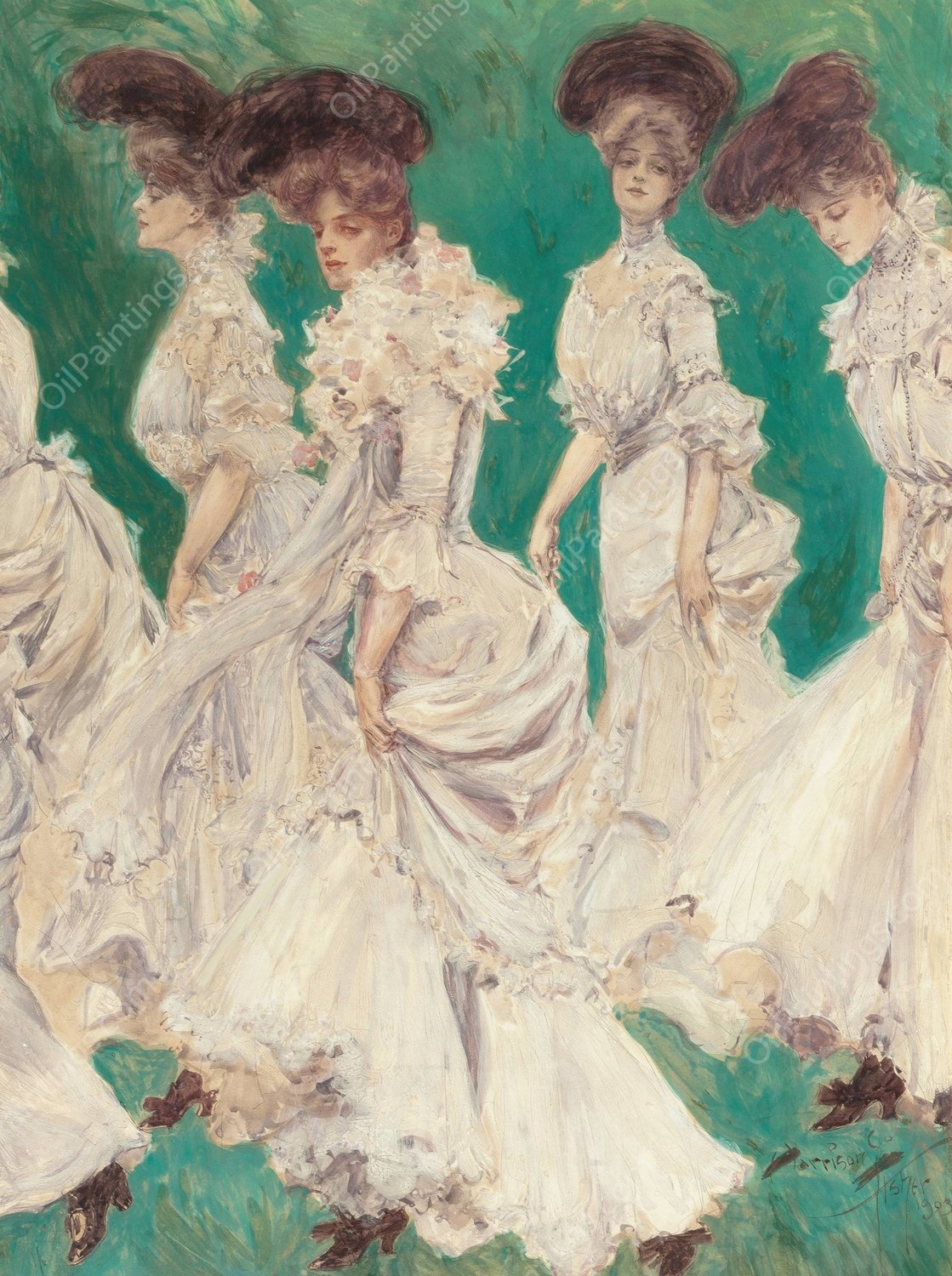 Graduation  by Harrison Fisher - Hand-Painted Oil Painting Reproduction