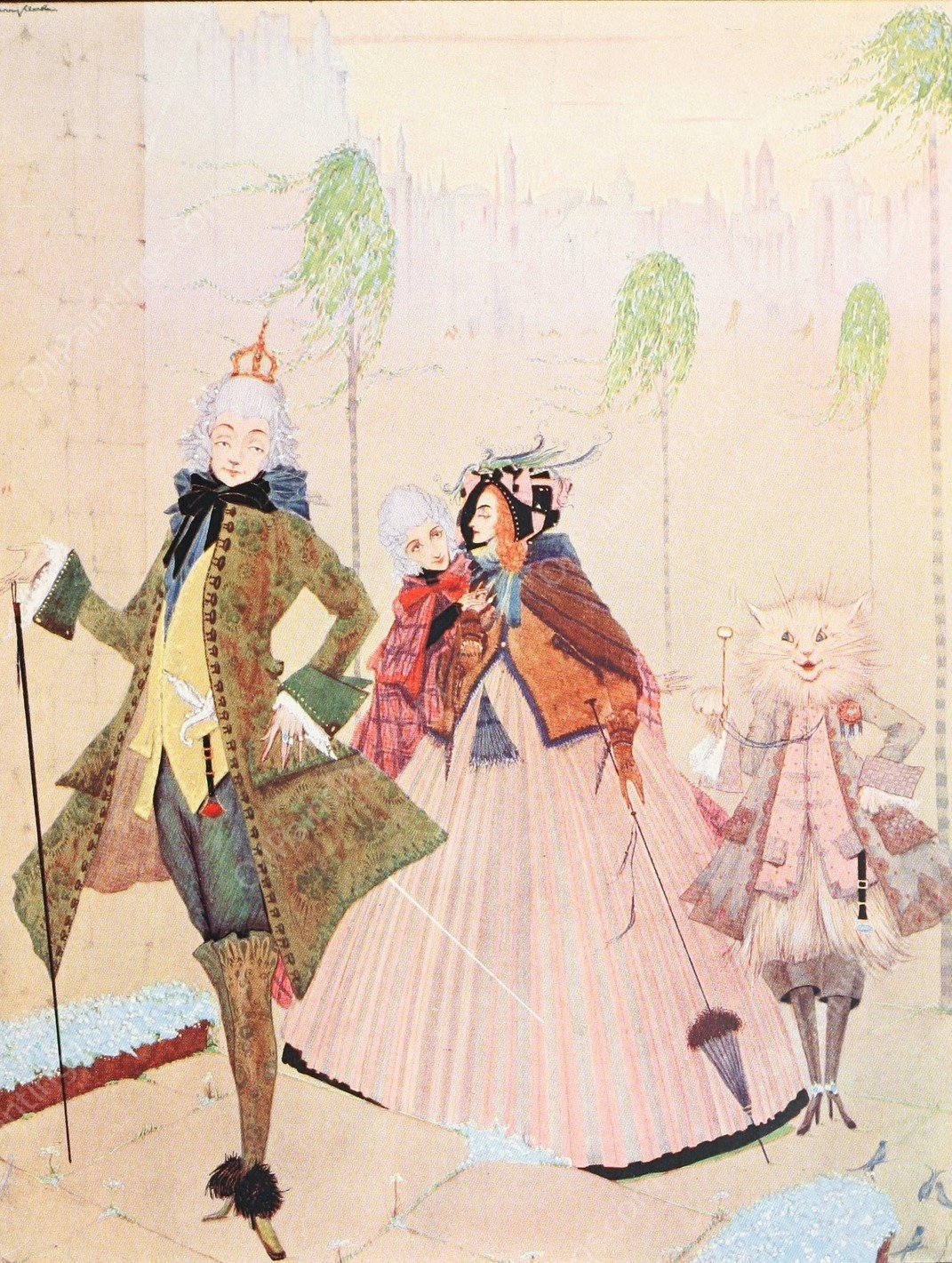 The marquis gave his hand to the princess, and followed the klng, who went up first  by Harry Clarke - Hand-Painted Oil Painting Reproduction