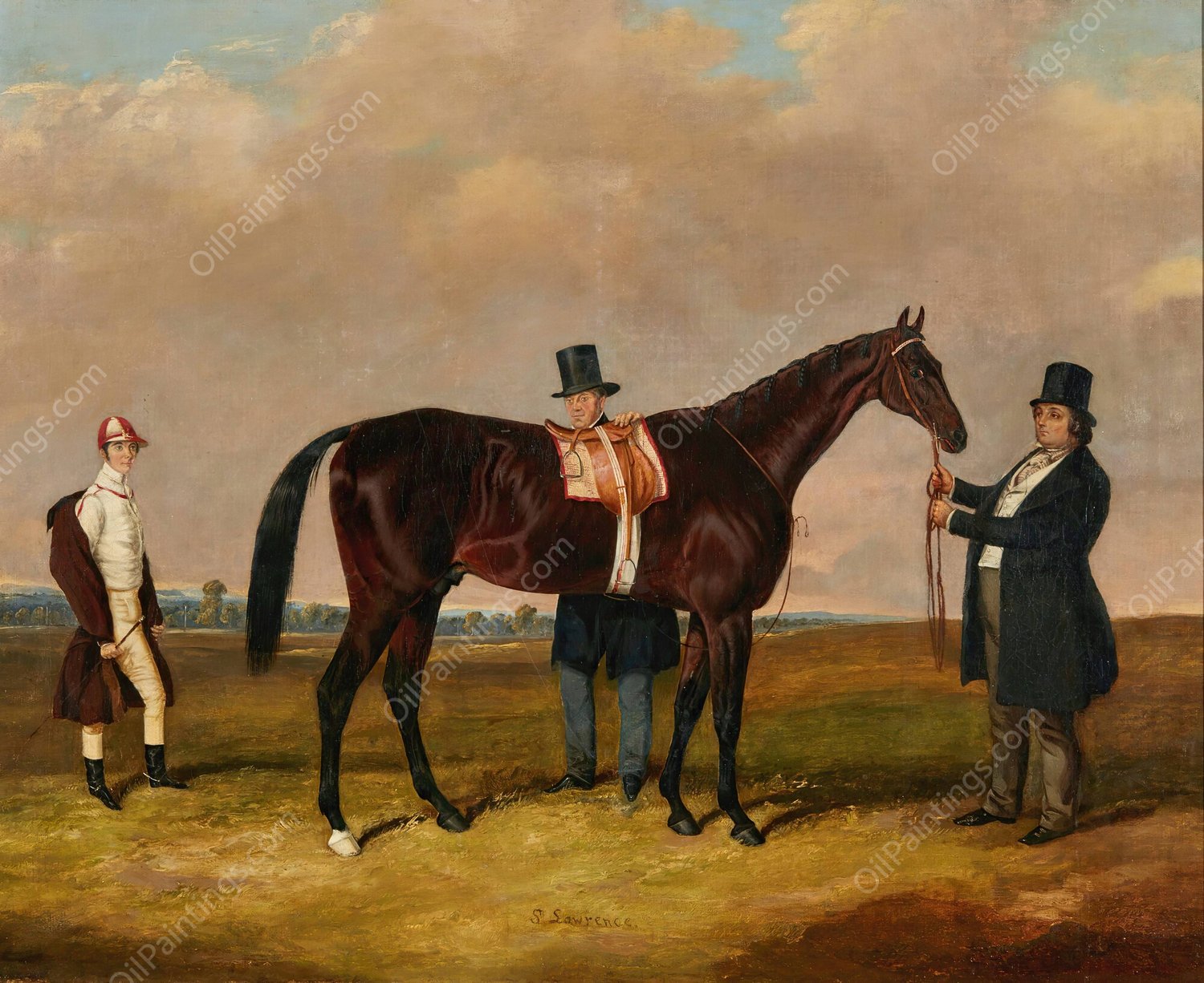 Lord Howth, With His Racehorse 'St. Lawrence,' His Trainer, And His Jockey, Ford by Harry Hall - Hand-Painted Oil Painting Reproduction