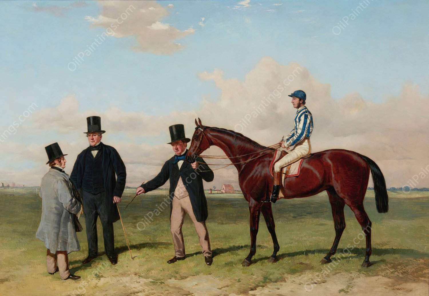 Underhand, Winner Of The Northumberland Plate, With Aldcroft Up, Mr. A. Biggs, Mr. J. Fobert  by Harry Hall - Hand-Painted Oil Painting Reproduction