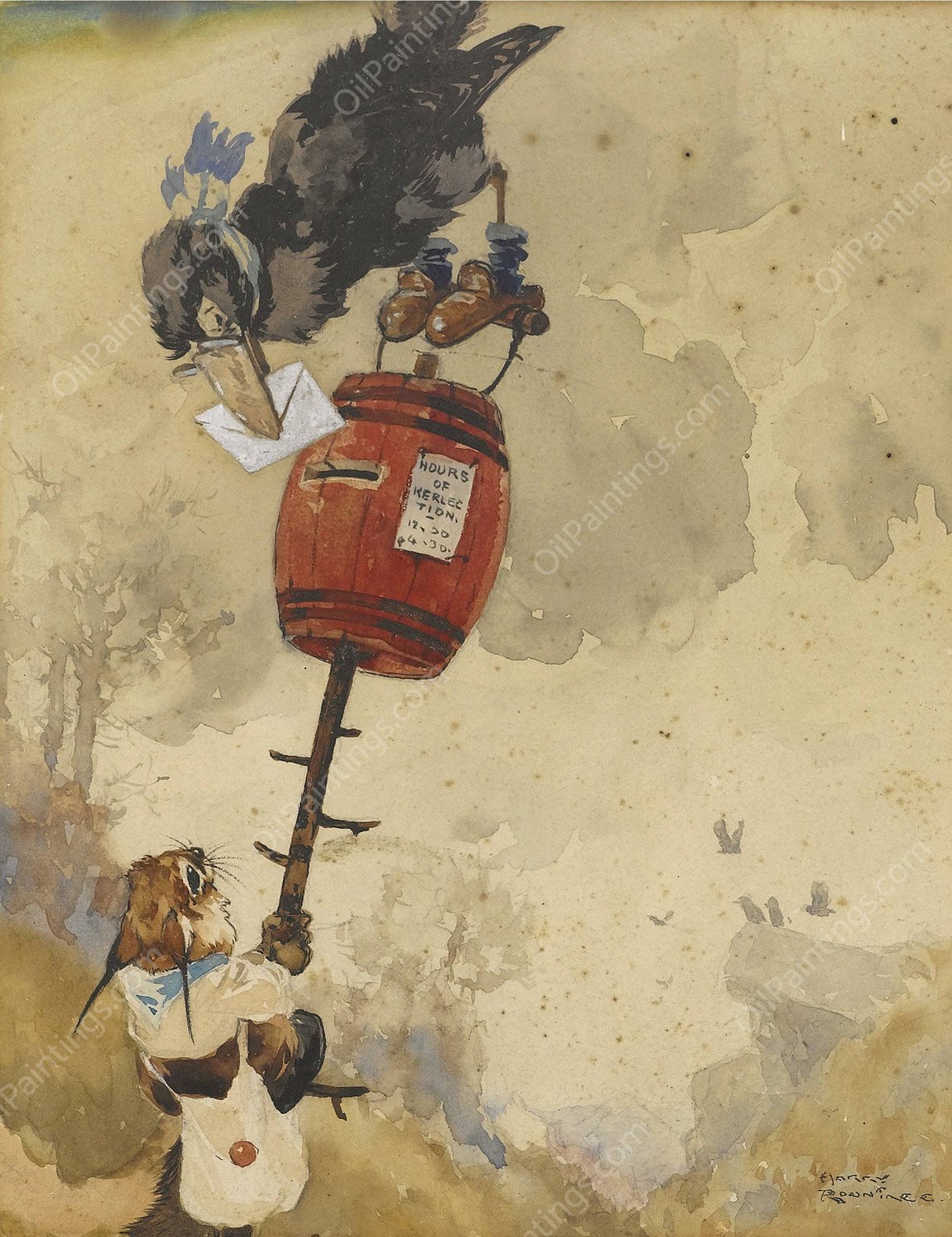 Children's book illustration by Harry Rountree - Hand-Painted Oil Painting Reproduction