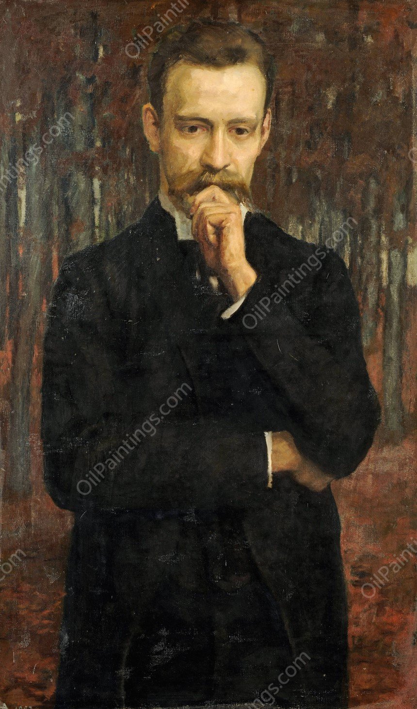 Portrait of the Painter Hermann Meyer  by Heinrich Altherr - Hand-Painted Oil Painting Reproduction