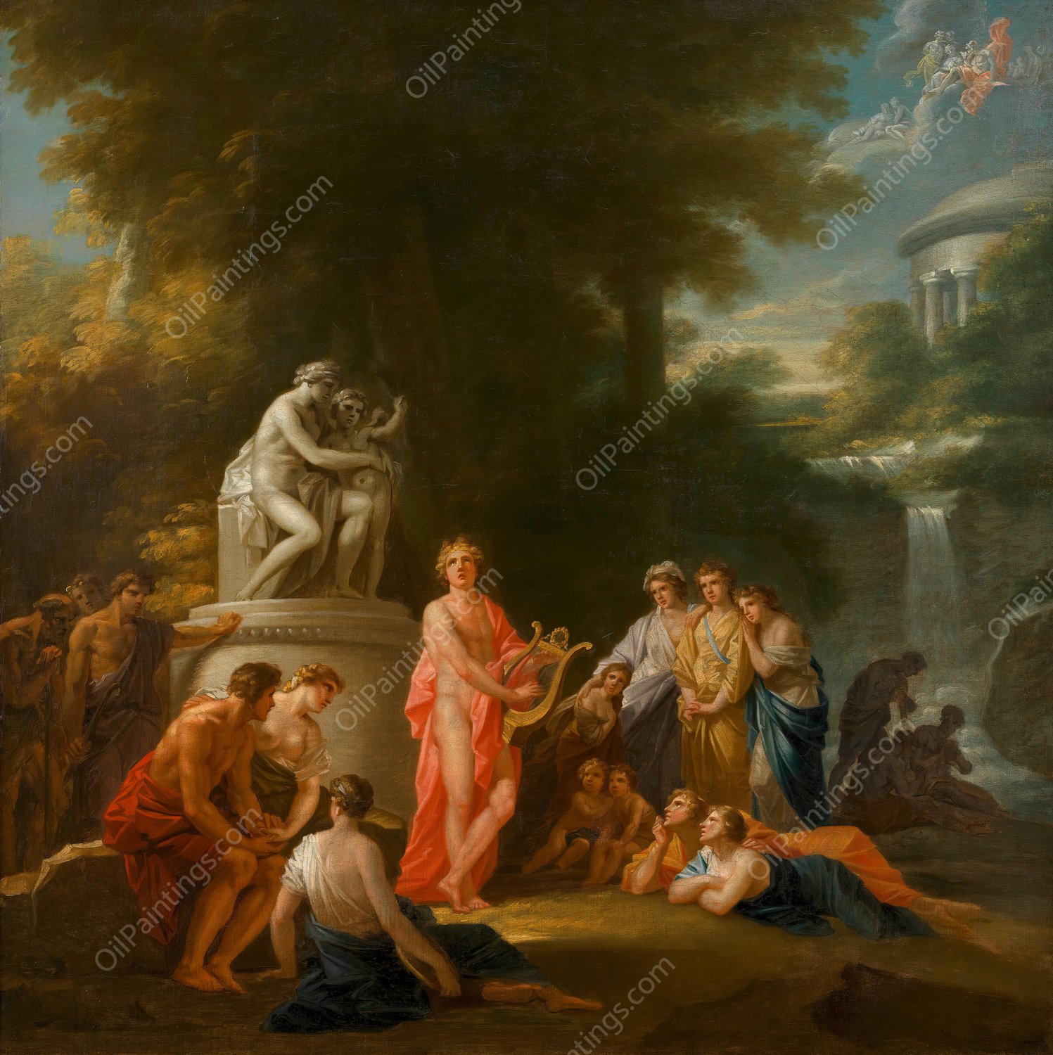 Apollo spielt auf der Lyra im Kreis der Hirten  by Heinrich Friedrich Fuger - Hand-Painted Oil Painting Reproduction