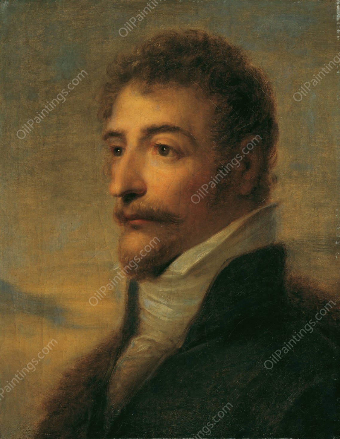 Brustbild eines bartigen Mannes  by Heinrich Friedrich Fuger - Hand-Painted Oil Painting Reproduction