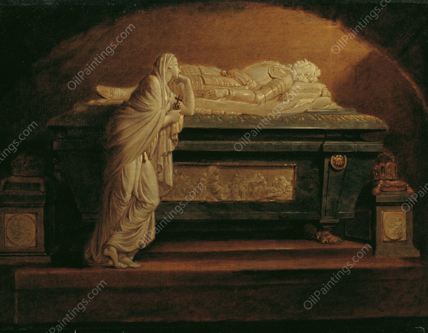 Das Grabmal Kaiser Leopolds II. von Franz Anton Zauner in der Augustinerkirche  by Heinrich Friedrich Fuger - Hand-Painted Oil Painting Reproduction