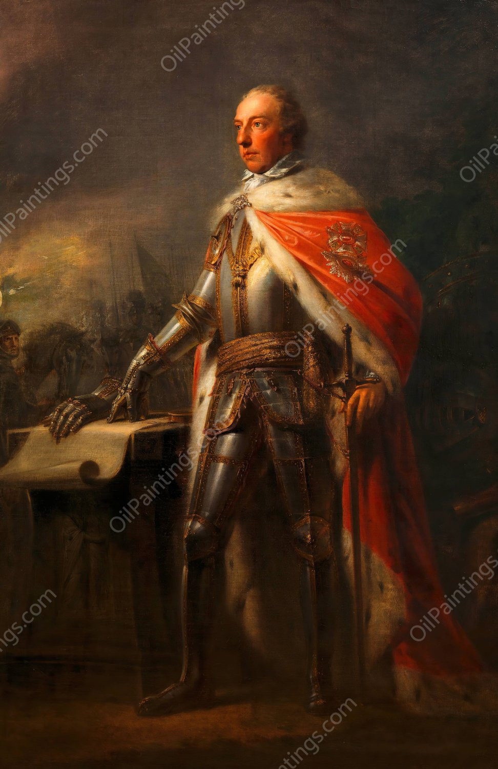 Kaiser Joseph II. in Rustung  by Heinrich Friedrich Fuger - Hand-Painted Oil Painting Reproduction