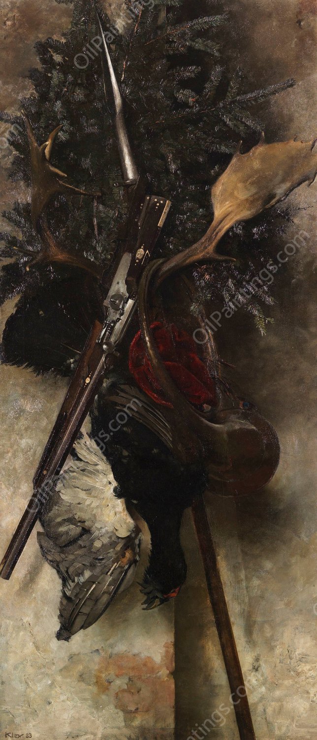 Jagdstillleben  by Heinrich Kley - Hand-Painted Oil Painting Reproduction