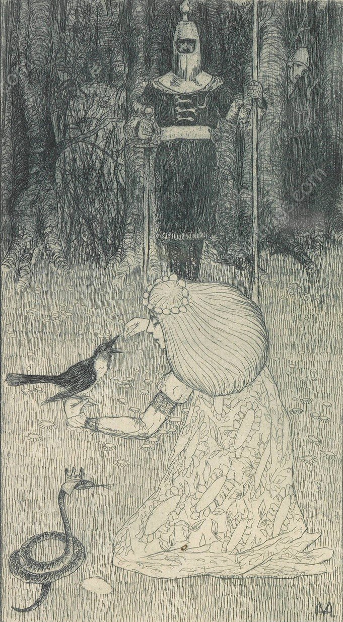 Die Schlangenbraut  by Heinrich Vogeler - Hand-Painted Oil Painting Reproduction