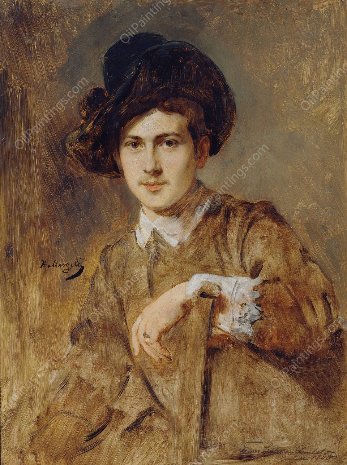 Franz Ritter von Gambold  by Heinrich Von Angeli - Hand-Painted Oil Painting Reproduction