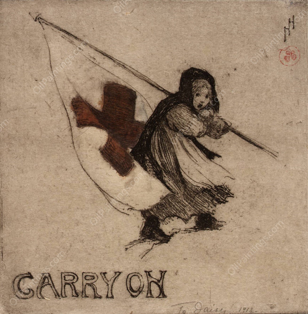 Carry On  by Helen Hyde - Hand-Painted Oil Painting Reproduction