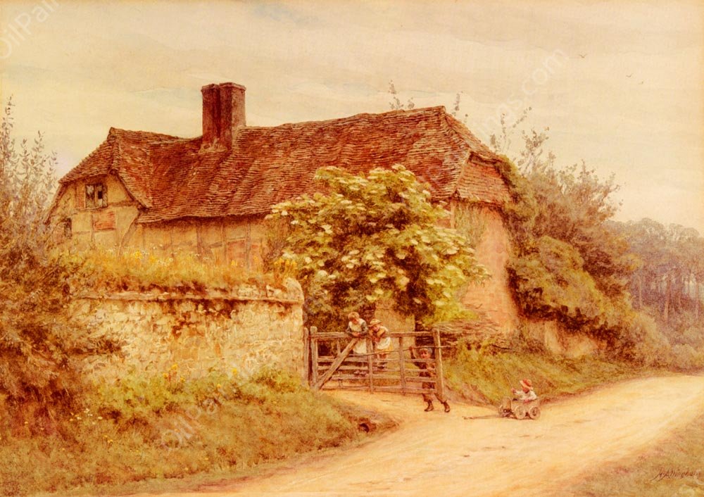 A Berkshire Cottage by Helen Mary Elizabeth Allingham R.W.S - Hand-Painted Oil Painting Reproduction