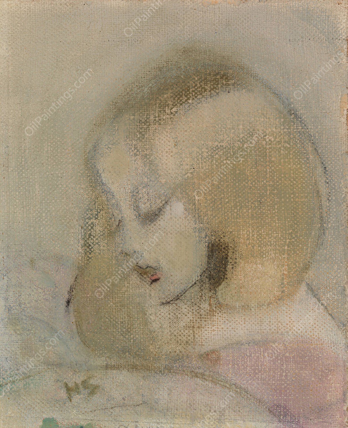 Annuli Reading  by Helene Schjerfbeck - Hand-Painted Oil Painting Reproduction
