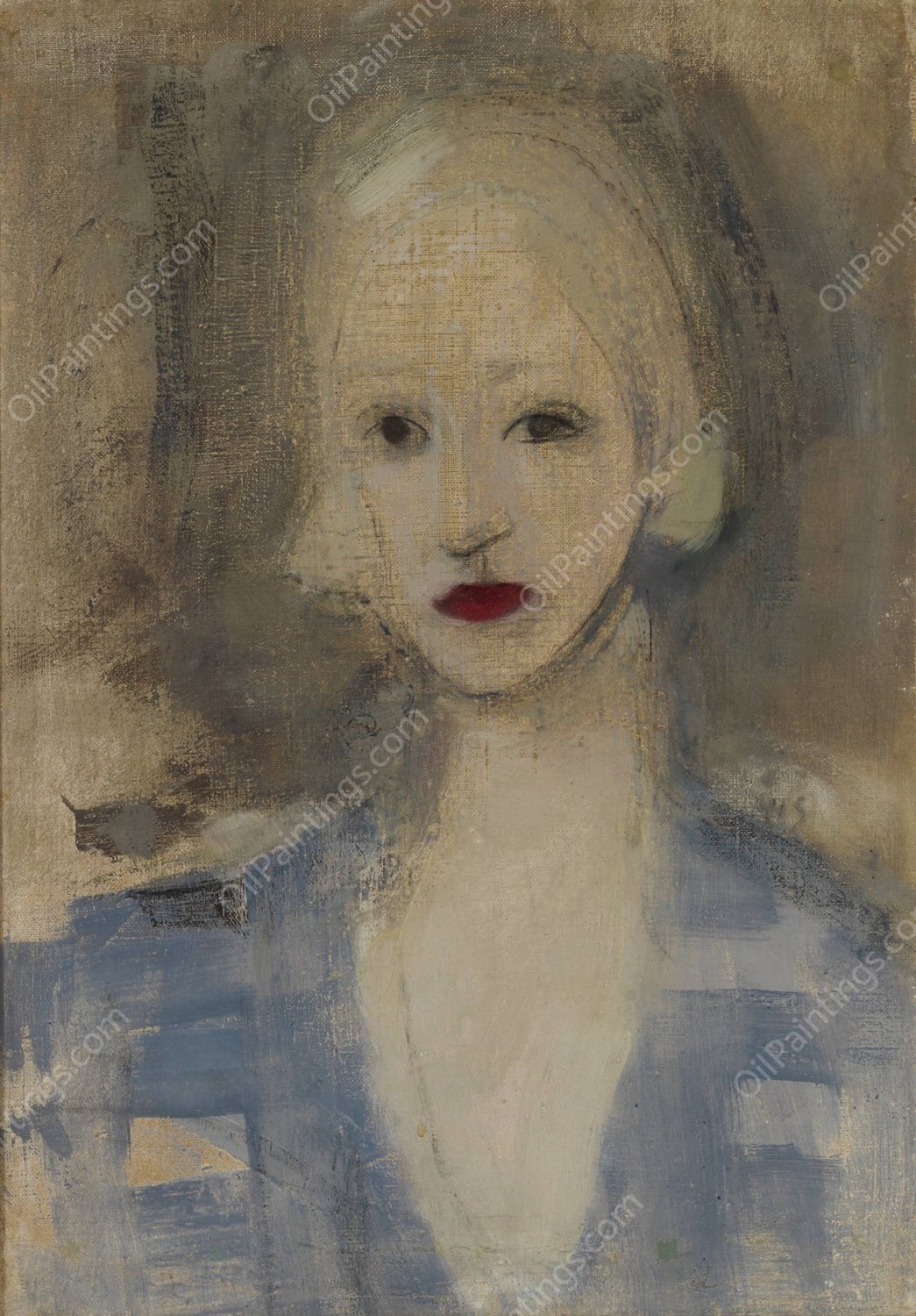 Blond Woman  by Helene Schjerfbeck - Hand-Painted Oil Painting Reproduction