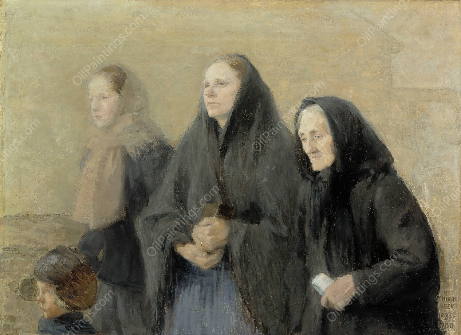 Churchgoers  by Helene Schjerfbeck - Hand-Painted Oil Painting Reproduction