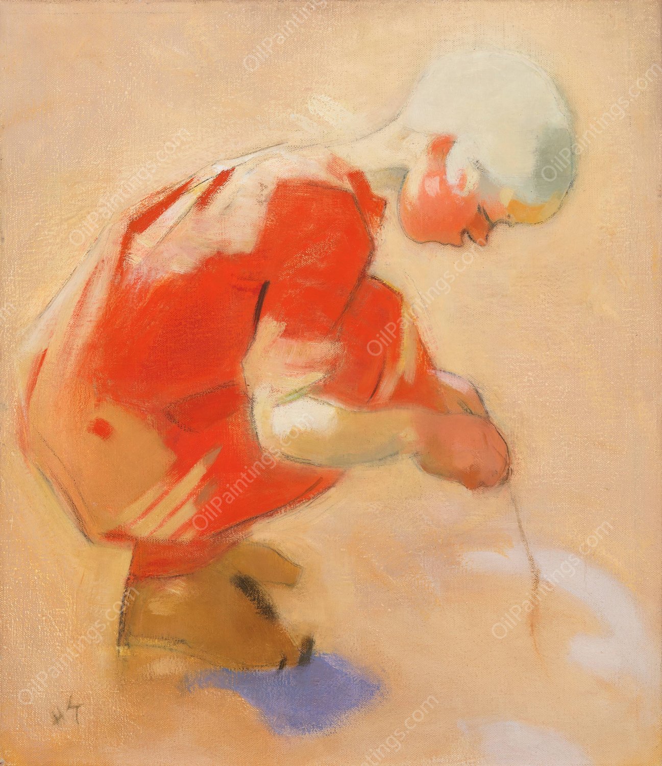 Girl On The Sand  by Helene Schjerfbeck - Hand-Painted Oil Painting Reproduction
